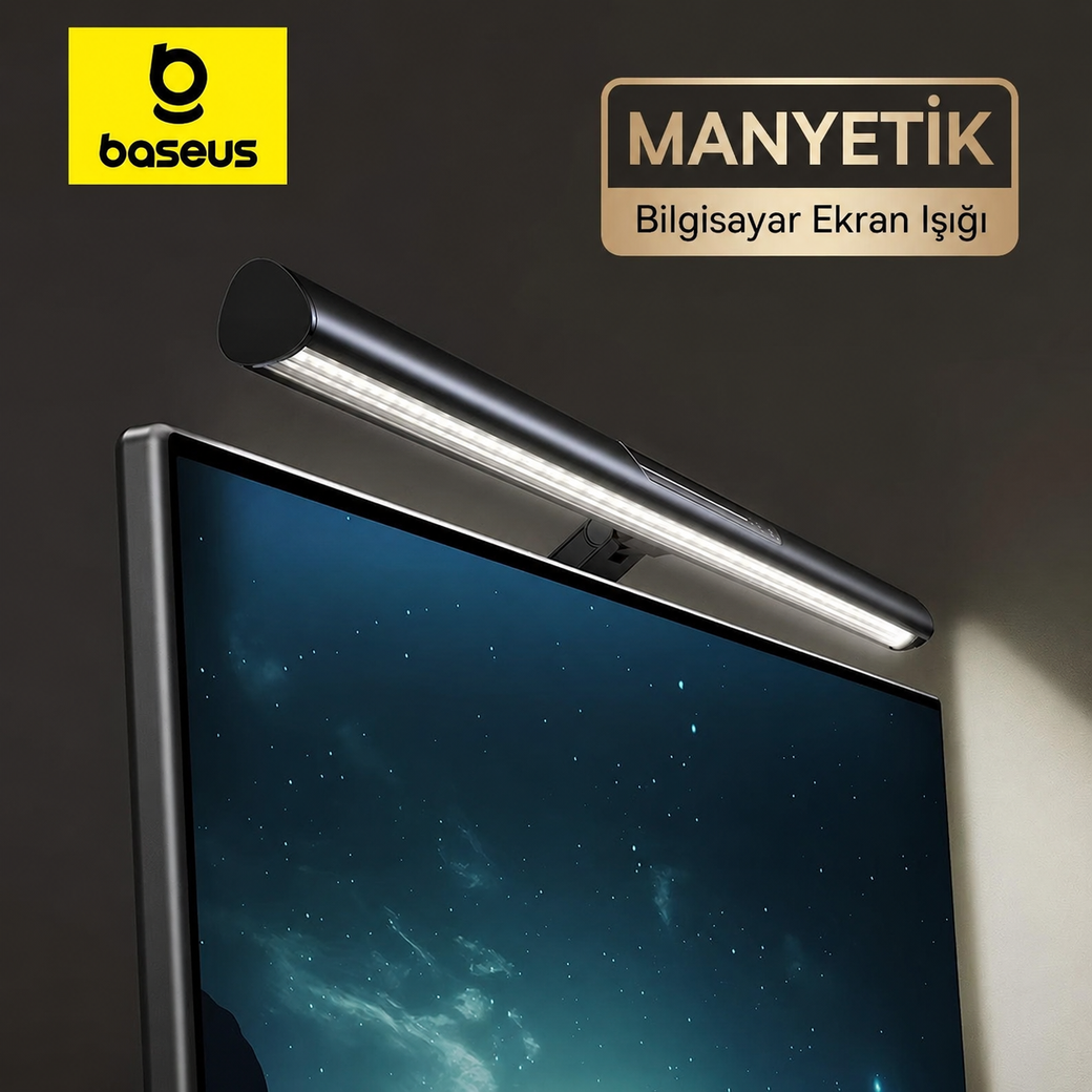 Baseus i-wok 3 Monitör Işığı – Manyetik ScreenBar, 2700K-6000K, Dokunmatik Kontrol