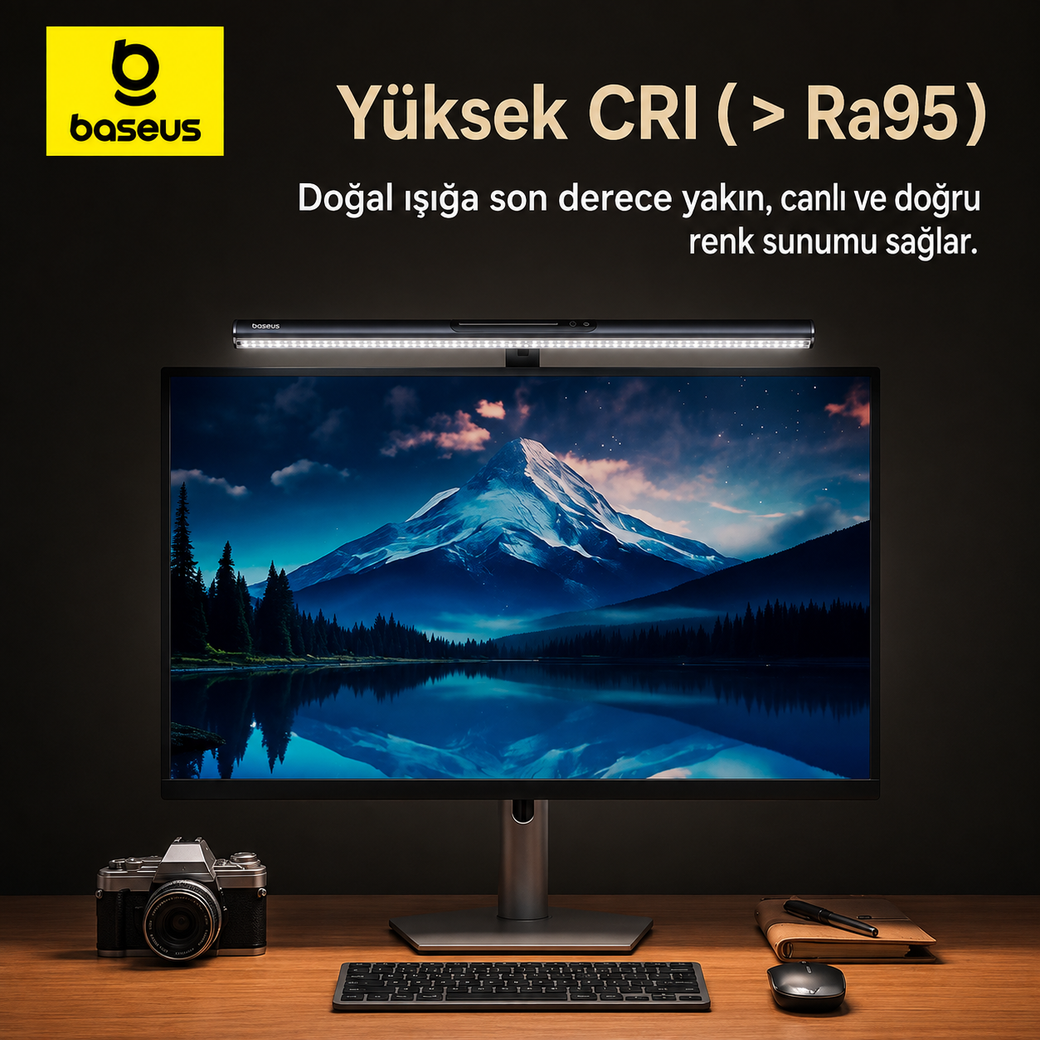 Baseus i-wok 3 Monitör Işığı – Manyetik ScreenBar, 2700K-6000K, Dokunmatik Kontrol