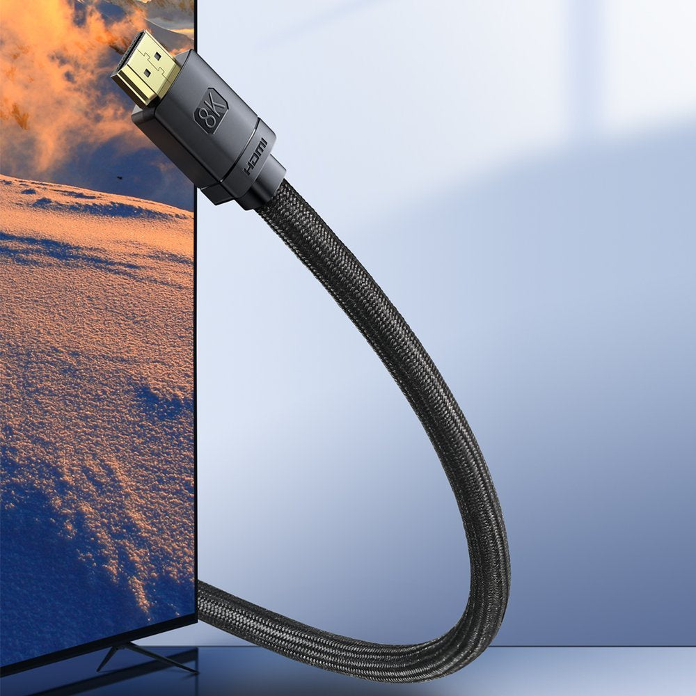 Baseus HDMI 2.1 8K 60Hz 4K 120Hz 48Gbps Yüksek Hızlı Görüntü ve Ses Aktarım Kablosu 3 Metre – Siyah