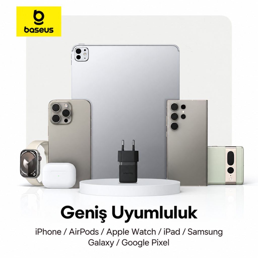Baseus Palm 1C 30W PD 3.0 USB-C Hızlı Şarj Adaptörü ve Type-C Kablo – Siyah