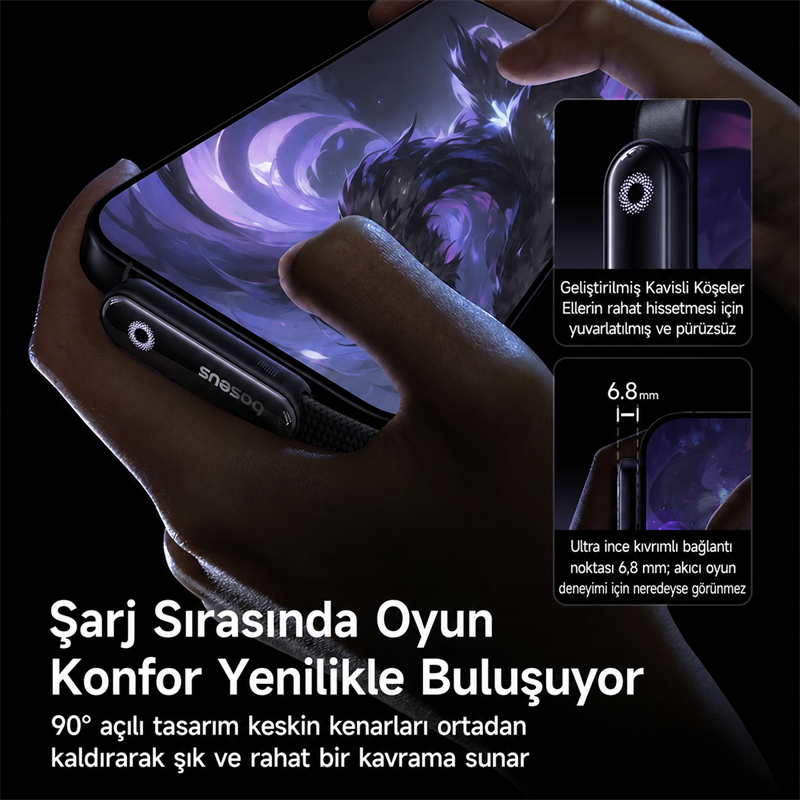 Baseus MVP 3 Type-C to Type-C 100W Hızlı Şarj Kablosu – 90° Oyuncu Tasarımı