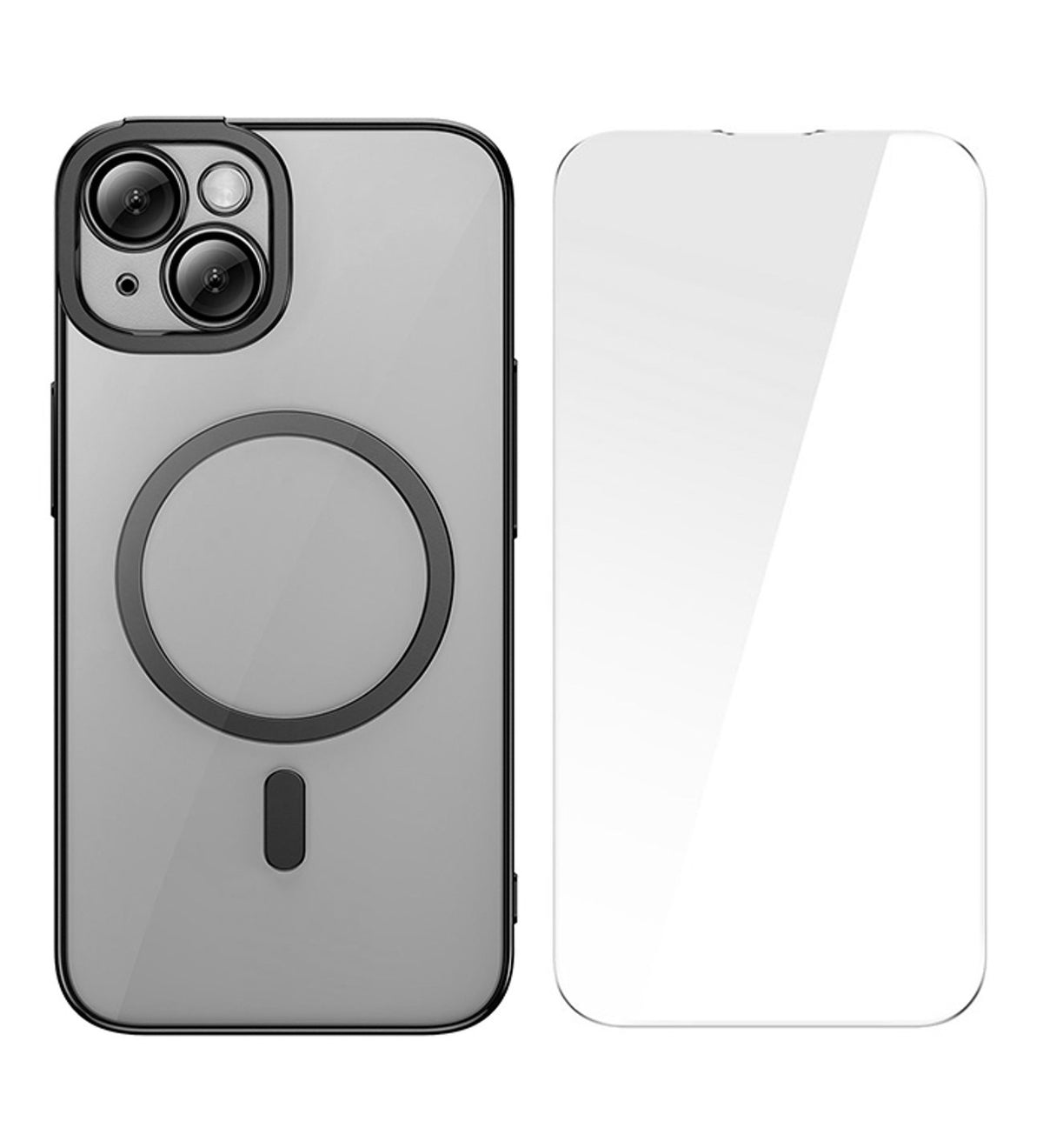 Baseus iPhone 14 Plus MagSafe Uyumlu Manyetik Koruyucu Kılıf + Temperli Cam Siyah