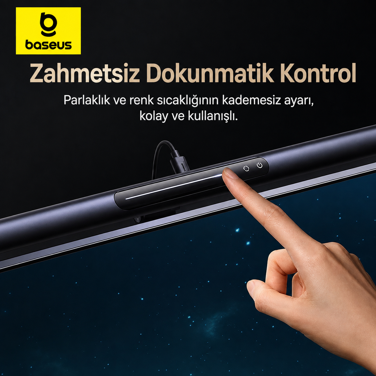 Baseus i-wok 3 Monitör Işığı – Manyetik ScreenBar, 2700K-6000K, Dokunmatik Kontrol