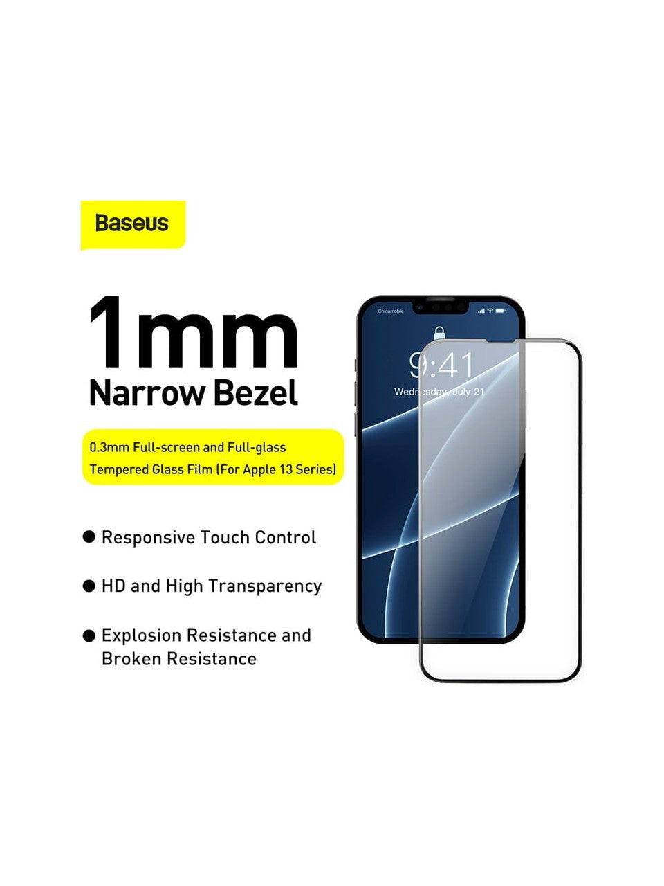 Baseus Apple iPhone 13 Mini 5.4 Tam Kaplar Siyah Çerçeveli
