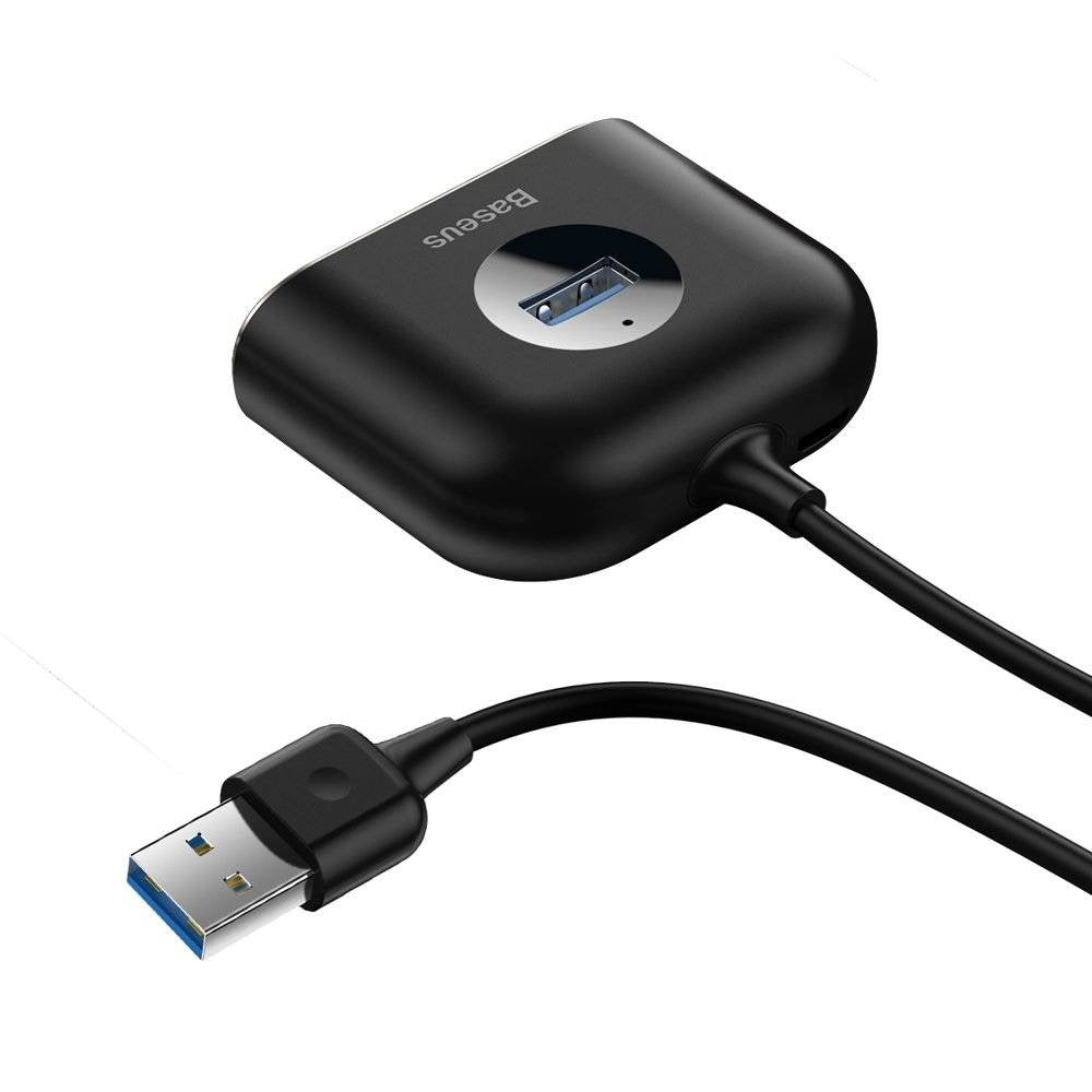 Baseus Square Round 4-in-1 USB Hub – 1x USB 3.0 + 3x USB 2.0, 5Gbps, 1 Metre