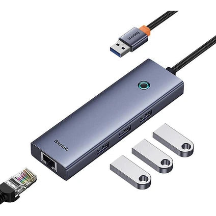 Baseus UltraJoy 4-in-1 USB-A Hub – 3x USB 3.0, Gigabit Ethernet RJ45, 5Gbps