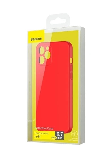 Baseus Liquid Silica Gel Protective Case iPhone 12 6.1 İnç 2020 Kırmızı Silikon Kılıf
