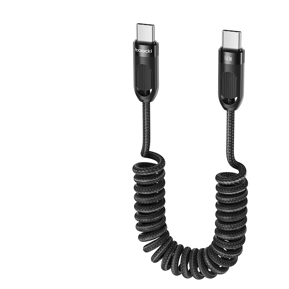 Toocki 60W Spiral Type-C to Type-C Örgülü Hızlı Şarj ve Data Kablosu