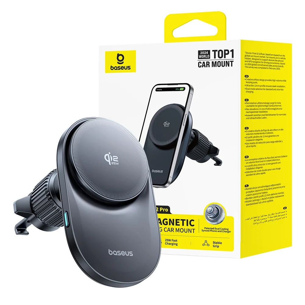Baseus PrimeTrip VC2 Pro Qi2.2 25W Aktif Soğutmalı Manyetik Kablosuz Şarjlı Araç Telefon Tutucu