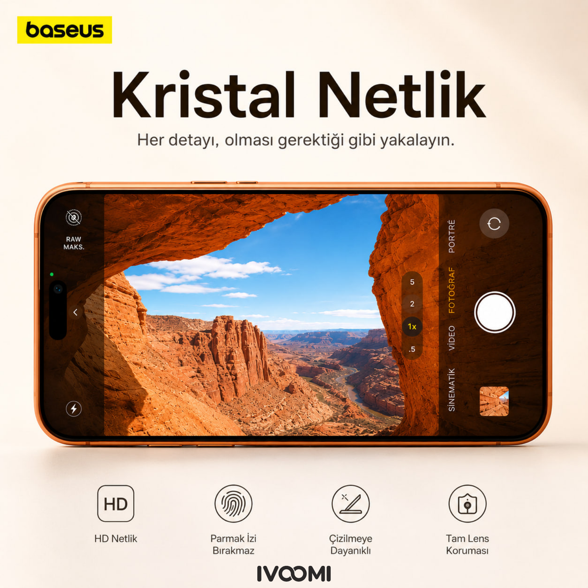 iPhone 17 Uyumlu Full-Frame Crystal HD Kamera Lens Koruyucu 2'li Paket