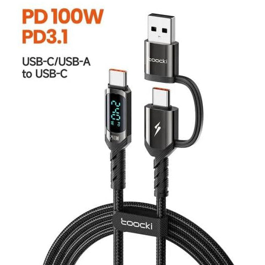 Toocki 2 In 1 Tip C Tipi C Kablo 240W Pd 3.1A Hızlı Şarj USB C C Ekran Kablosu Için Macbook Huawei Xiaomi Samsung S