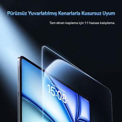 Baseus Crystalline Series HD iPad Air 11″ M2/M3 2024-2025 Temperli Cam Ekran Koruyucu ve Kolay Kurulum Aparatı