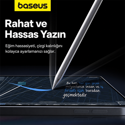 Baseus Smooth Writing 2 iPad Uyumlu Kablosuz Şarjlı Stylus Kalem – Eğim Algılama, 15 Özelleştirilebilir İşlev, 130mAh