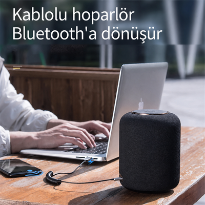 Baseus BA01 Bluetooth 5.0 Araç AUX Adaptörü Dahili Mikrofonlu Kablosuz Ses Alıcı Kablo - Siyah