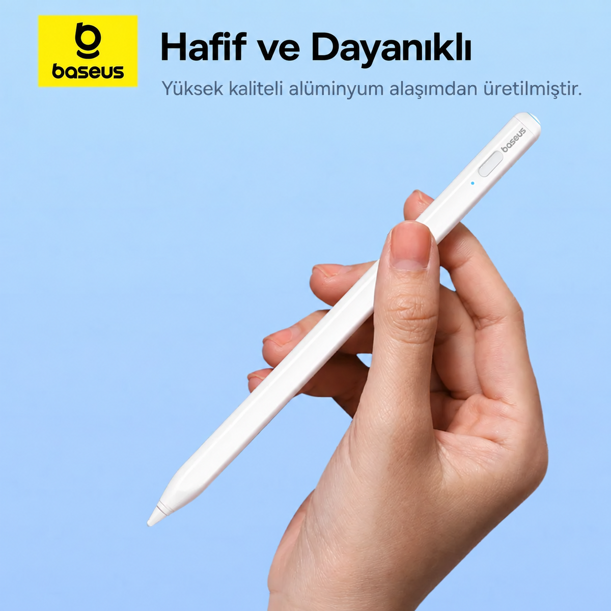 Baseus Smooth Writing 2 Tablet Kalemi – LED Pil Göstergeli, Avuç İçi Engelleme, Eğim Algılama, Manyetik Tutunma, USB-C, 130 mAh