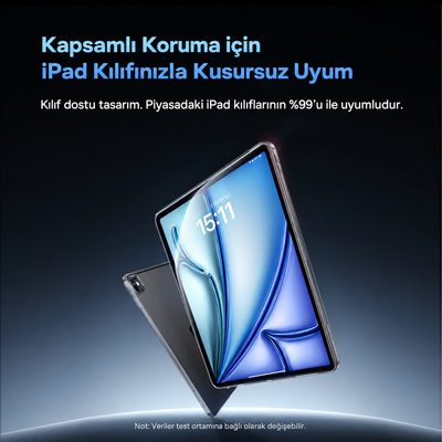 Baseus Crystalline Series HD iPad Air 11″ M2/M3 2024-2025 Temperli Cam Ekran Koruyucu ve Kolay Kurulum Aparatı