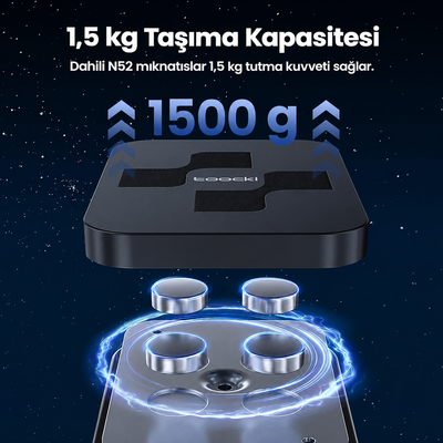 Toocki N52 Mıknatıslı Havalandırma Araç Telefon Tutucu – 360° Döner, Kancalı Klipsli Kare