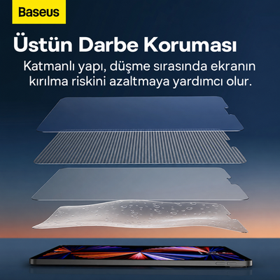 Baseus iPad Pro 10.5″ / Air 3 10.5″ / iPad 7-8-9 10.2″ 2019-2021 Temperli Cam Ekran Koruyucu 2’li