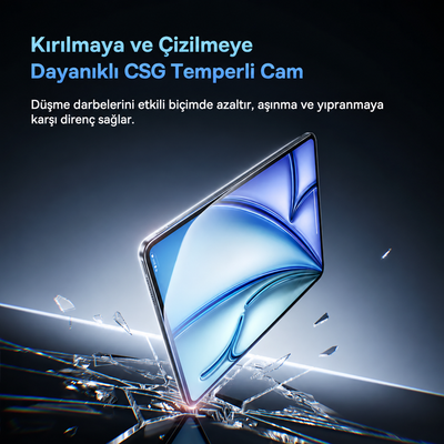 Baseus Crystalline Series HD iPad Air 11″ M2/M3 2024-2025 Temperli Cam Ekran Koruyucu ve Kolay Kurulum Aparatı