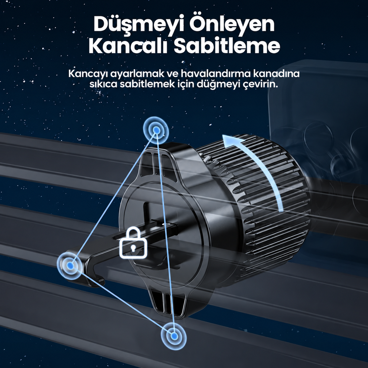 Toocki N52 Mıknatıslı Havalandırma Araç Telefon Tutucu – 360° Döner, Kancalı Klipsli Kare