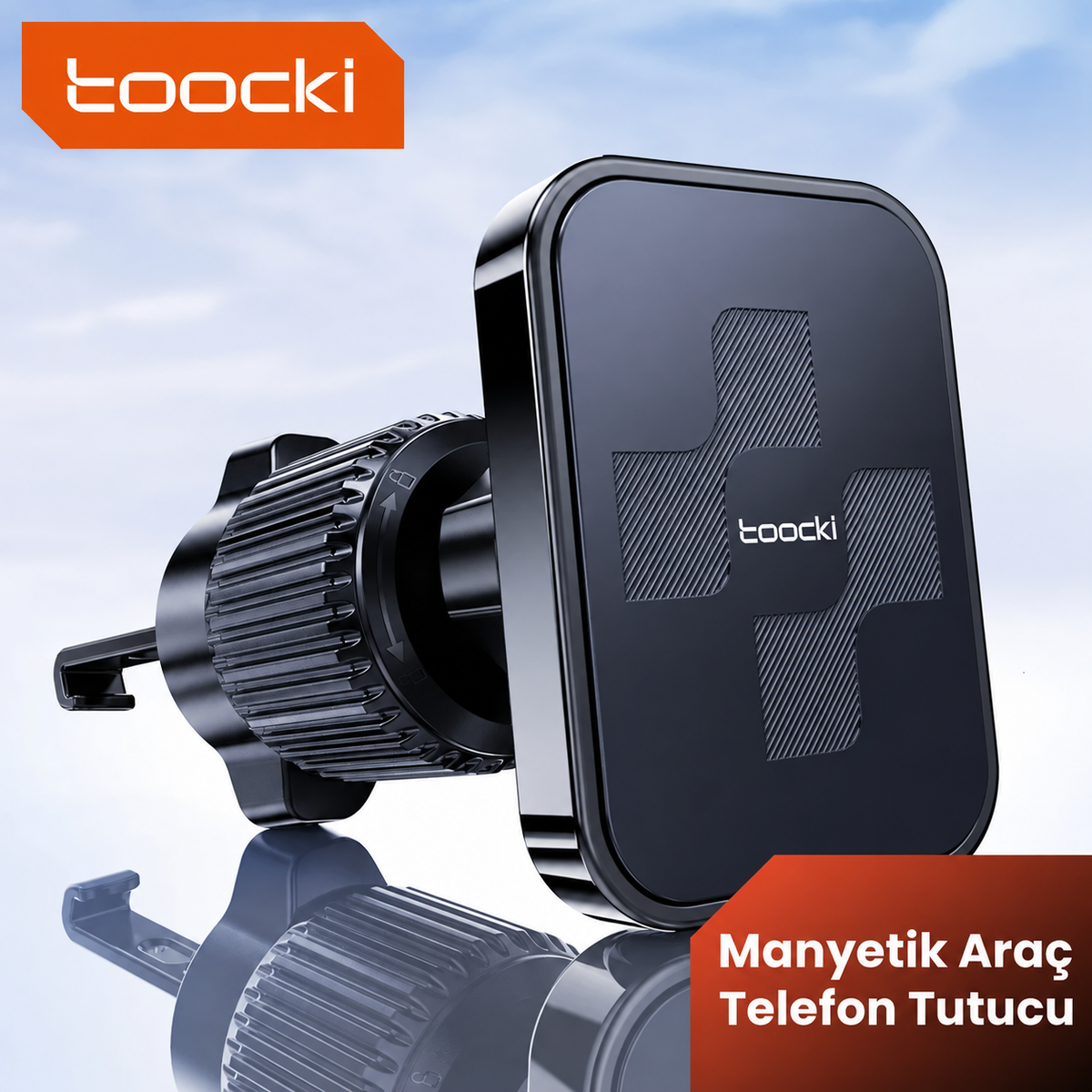 Toocki N52 Mıknatıslı Havalandırma Araç Telefon Tutucu – 360° Döner, Kancalı Klipsli Kare