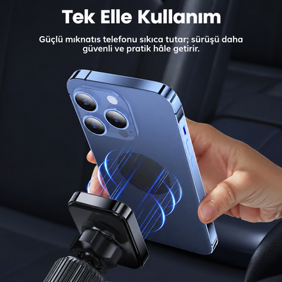 Toocki N52 Mıknatıslı Havalandırma Araç Telefon Tutucu – 360° Döner, Kancalı Klipsli Kare