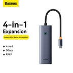 Baseus UltraJoy 4-in-1 USB-C Hub – 3x USB 3.0, Gigabit Ethernet RJ45, 5Gbps