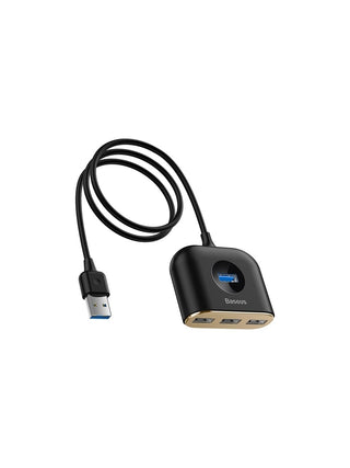 Baseus Square Round 4'ü 1 Arada USB Hub – USB 3.0 + 3x USB 2.0, 1 Metre Kablo