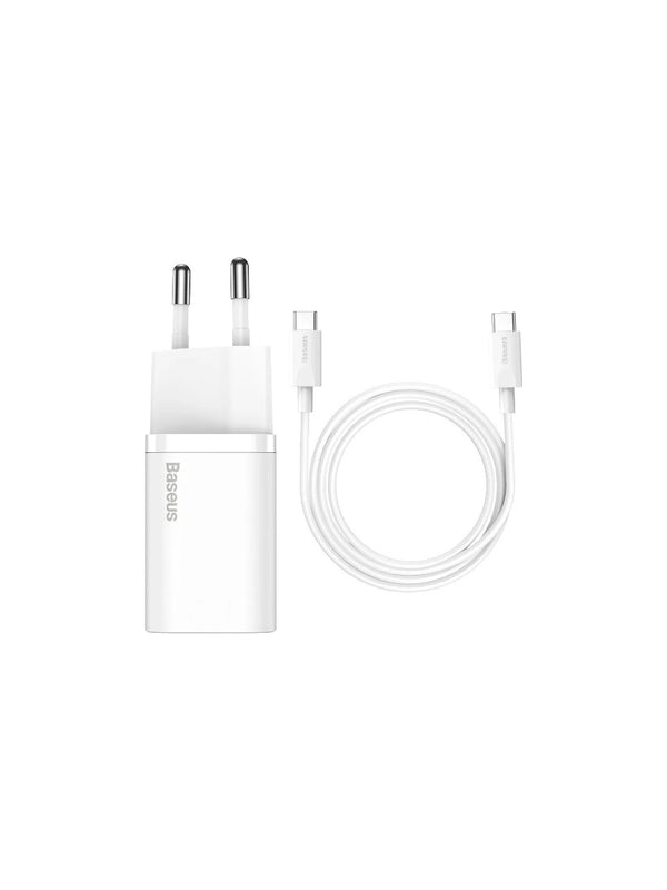 Baseus Super Si 25W Hızlı Şarj Adaptörü + 3A Type-C to Type-C 1m Kablo Set