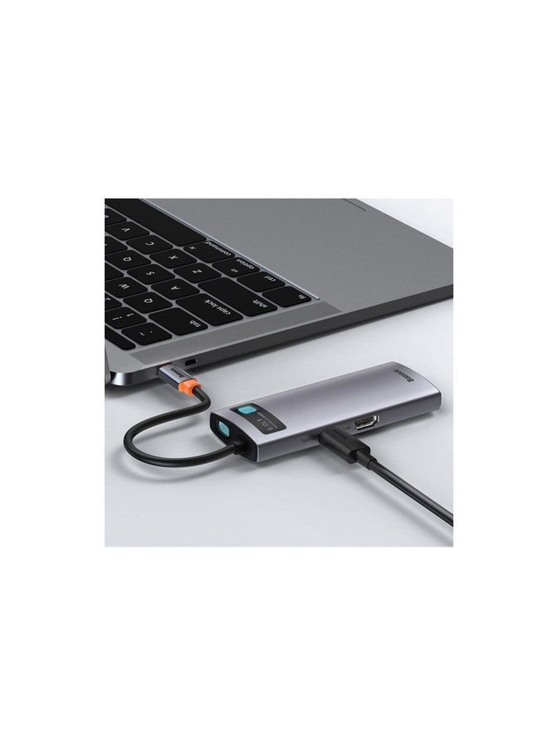 Baseus Metal Gleam Serisi 6'sı 1 Arada USB-C Hub Adaptör Çoklayıcı 4K HDMI, 100W PD, 3x USB 3.0