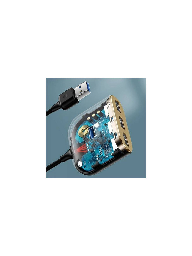 Baseus Square Round 4'ü 1 Arada USB Hub – USB 3.0 + 3x USB 2.0, 1 Metre Kablo