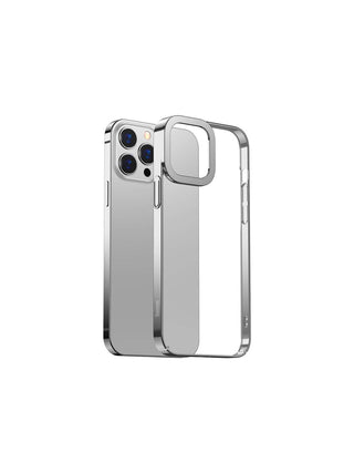Baseus Glitter iPhone 13 Pro Max 6.7" Kılıf – Gümüş Renkli Kenar Şeffaf