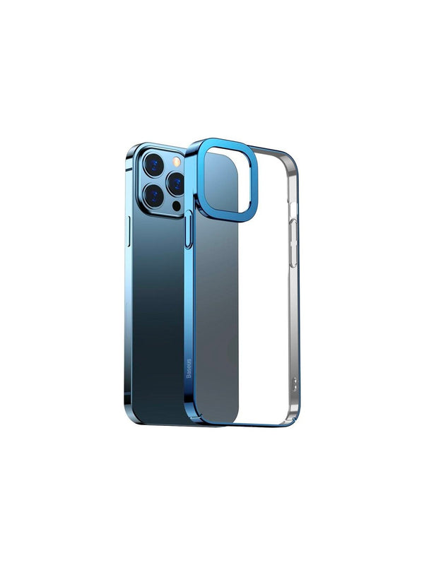 Baseus Glitter iPhone 13 Pro Kılıf – Mavi Kenar Şeffaf