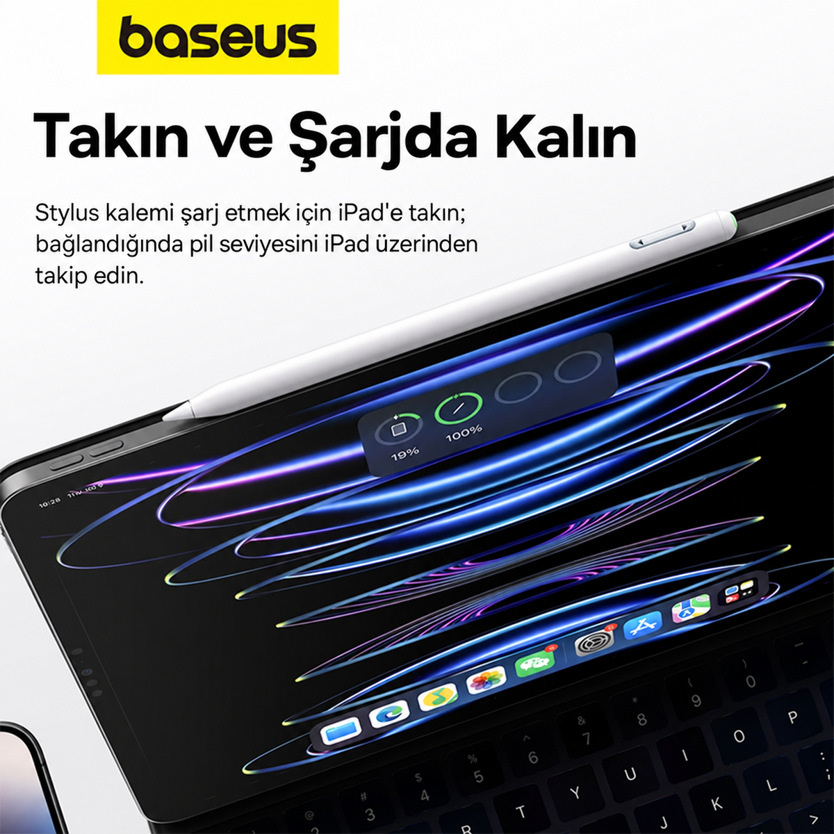Baseus Smooth Writing 2 iPad Uyumlu Kablosuz Şarjlı Stylus Kalem – Eğim Algılama, 15 Özelleştirilebilir İşlev, 130mAh