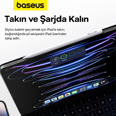 Baseus Smooth Writing 2 iPad Uyumlu Kablosuz Şarjlı Stylus Kalem – Eğim Algılama, 15 Özelleştirilebilir İşlev, 130mAh
