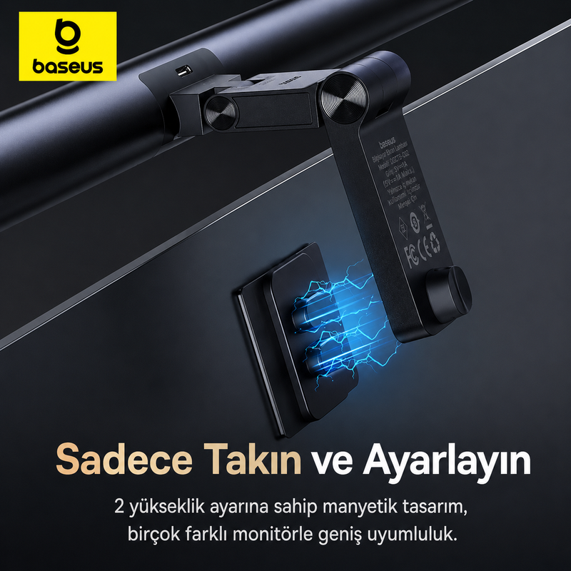 Baseus i-wok 3 Monitör Işığı – Manyetik ScreenBar, 2700K-6000K, Dokunmatik Kontrol