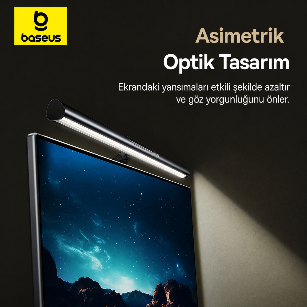 Baseus i-wok 3 Monitör Işığı – Manyetik ScreenBar, 2700K-6000K, Dokunmatik Kontrol