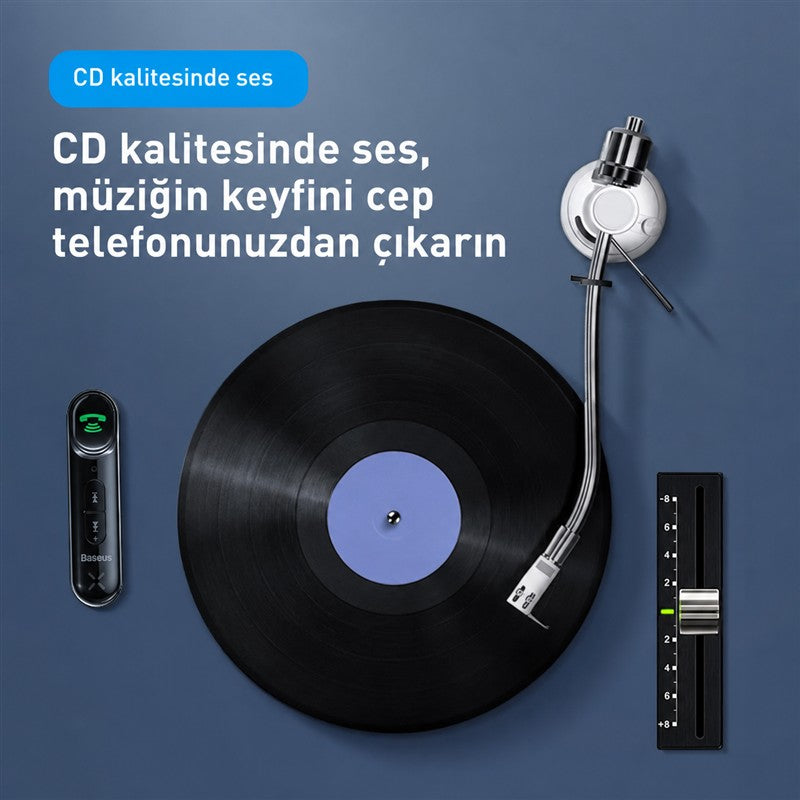 Baseus Bluetooth 5.0 Araç Kiti - 3.5 mm Aux Adaptörü BSBA-02