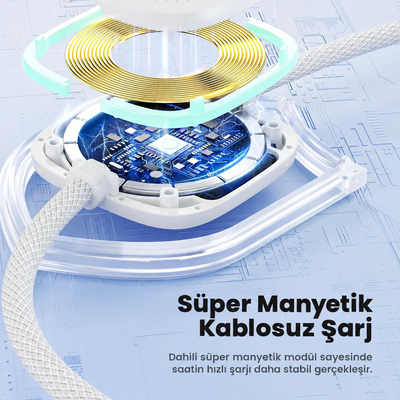Toocki 2'si 1 Arada 60W USB-C Hızlı Şarj Kablosu ve Apple Watch Manyetik Şarj Pedi 1.2 Metre – TQ-X49C3