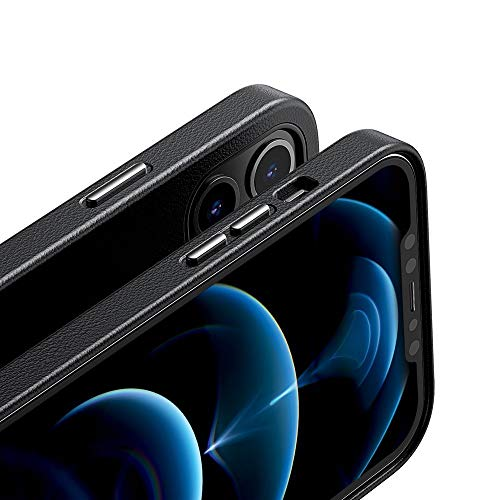 Baseus iPhone 12 Pro Max 6.7" MagSafe Uyumlu Manyetik PU Deri Kılıf - Siyah