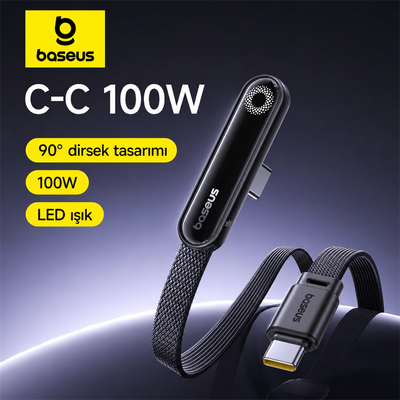 Baseus MVP 3 Type-C to Type-C 100W Hızlı Şarj Kablosu – 90° Oyuncu Tasarımı