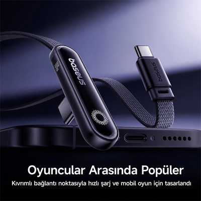 Baseus MVP 3 Type-C to Type-C 100W Hızlı Şarj Kablosu – 90° Oyuncu Tasarımı