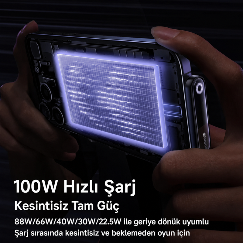 Baseus MVP 3 Type-C to Type-C 100W Hızlı Şarj Kablosu – 90° Oyuncu Tasarımı