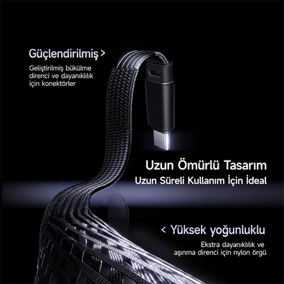 Baseus MVP 3 Type-C to Type-C 100W Hızlı Şarj Kablosu – 90° Oyuncu Tasarımı