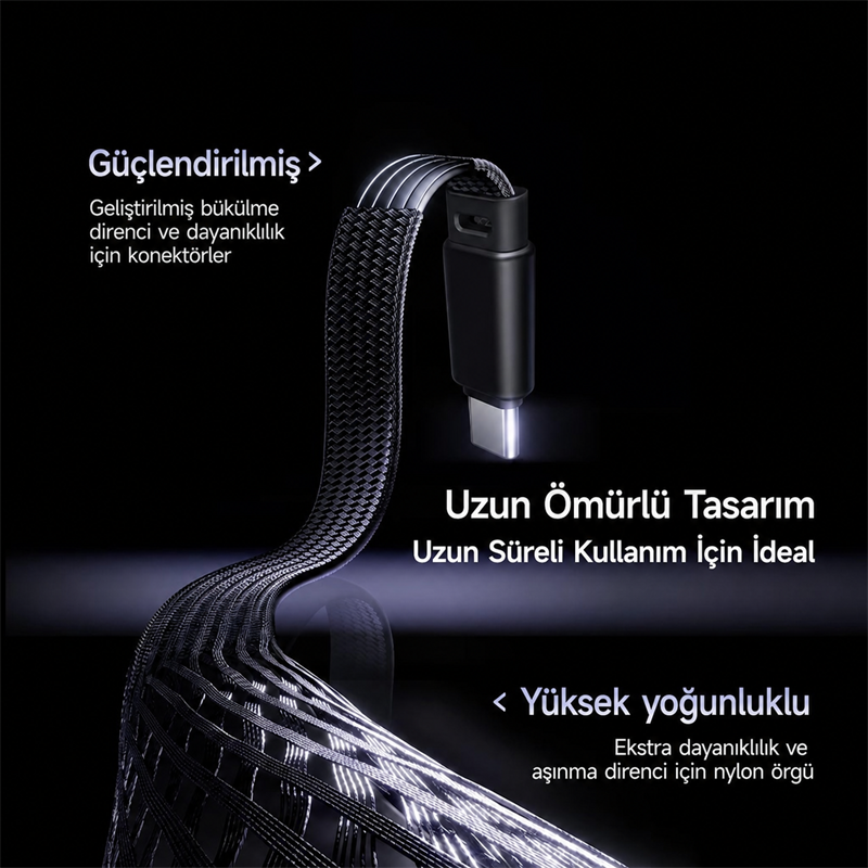 Baseus MVP 3 Type-C to Type-C 100W Hızlı Şarj Kablosu – 90° Oyuncu Tasarımı