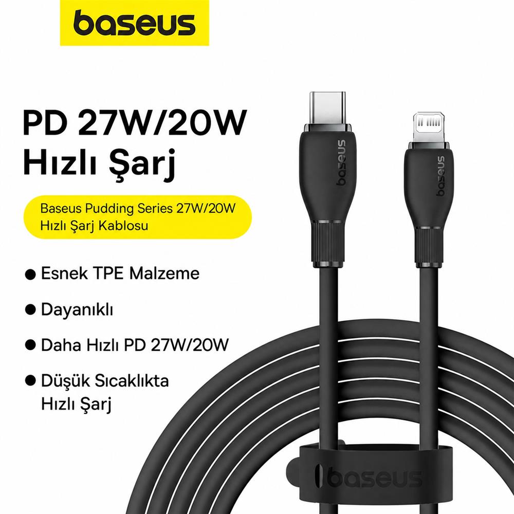 Baseus Pudding Series USB-C to Lightning 20W Hızlı Şarj ve Data Kablosu 2 Metre