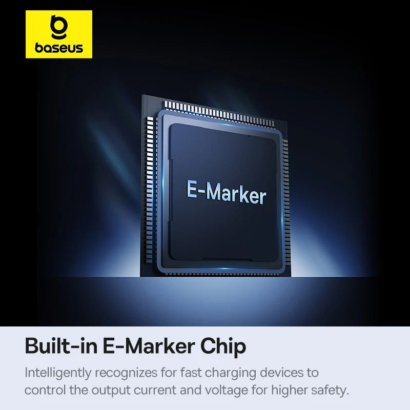 Baseus Fish-Eye 100W PD Type-C to Type-C E-Marker Çipli Yaylı Örgülü 480 Mbps Şarj ve Veri Kablosu Siyah