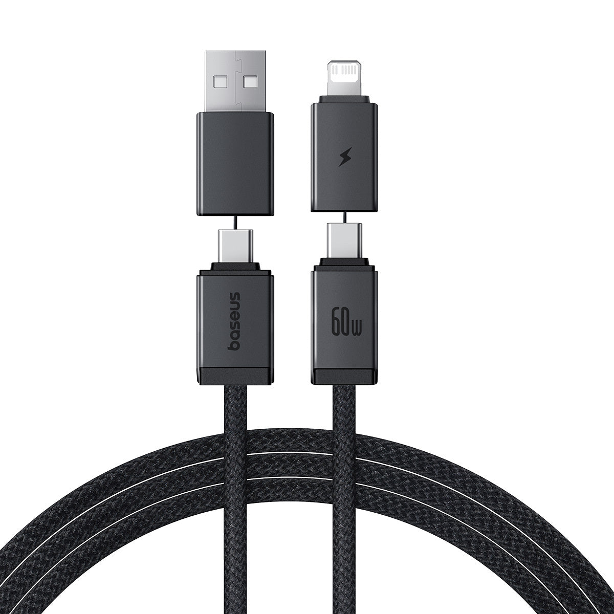 Baseus Versatile 4'ü 1 Arada 60W Hızlı Şarj Kablosu 1M – USB-A/Type-C to Type-C/Lightning