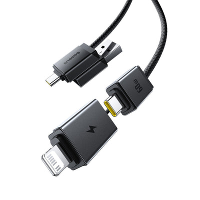 Baseus Versatile 4'ü 1 Arada 60W Hızlı Şarj Kablosu 1M – USB-A/Type-C to Type-C/Lightning