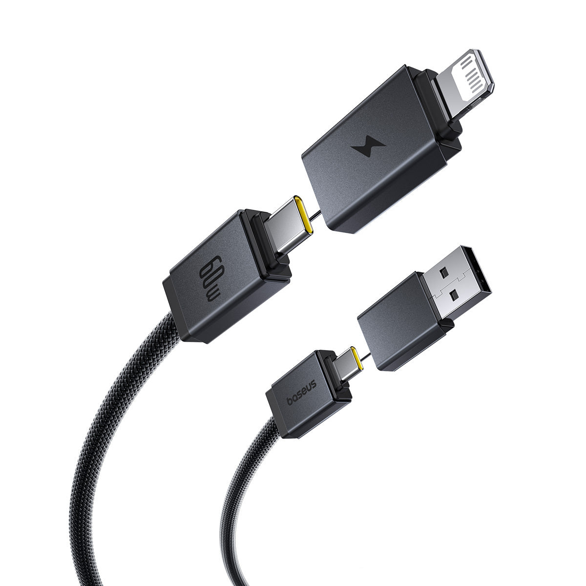 Baseus Versatile 4'ü 1 Arada 60W Hızlı Şarj Kablosu 1M – USB-A/Type-C to Type-C/Lightning